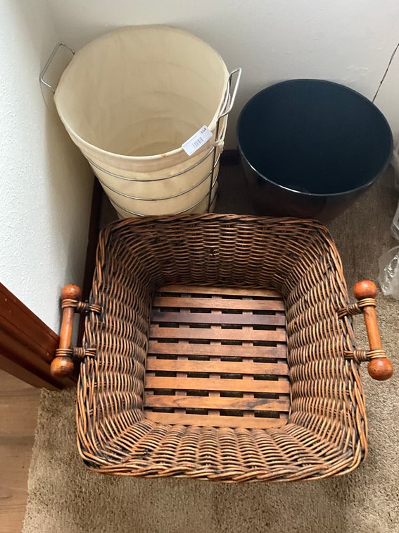 (2) Trashcans With Wood Tray