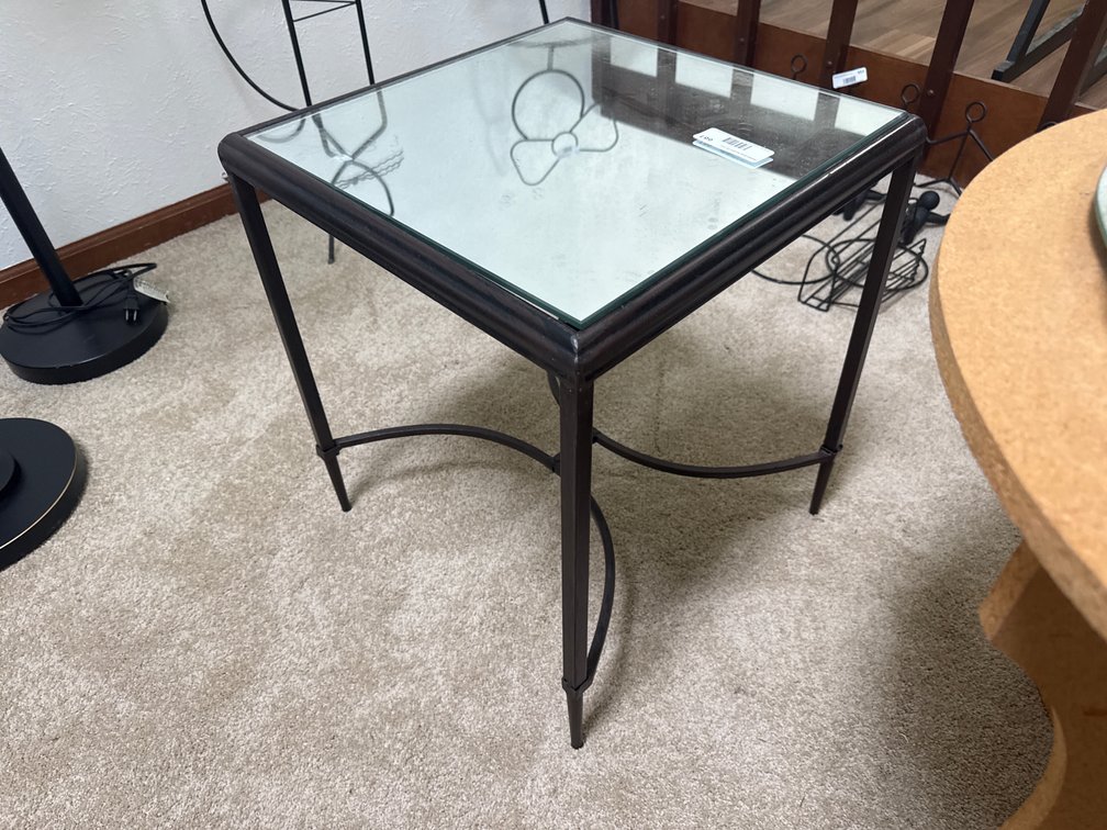 Small Metal Table With Glass Top