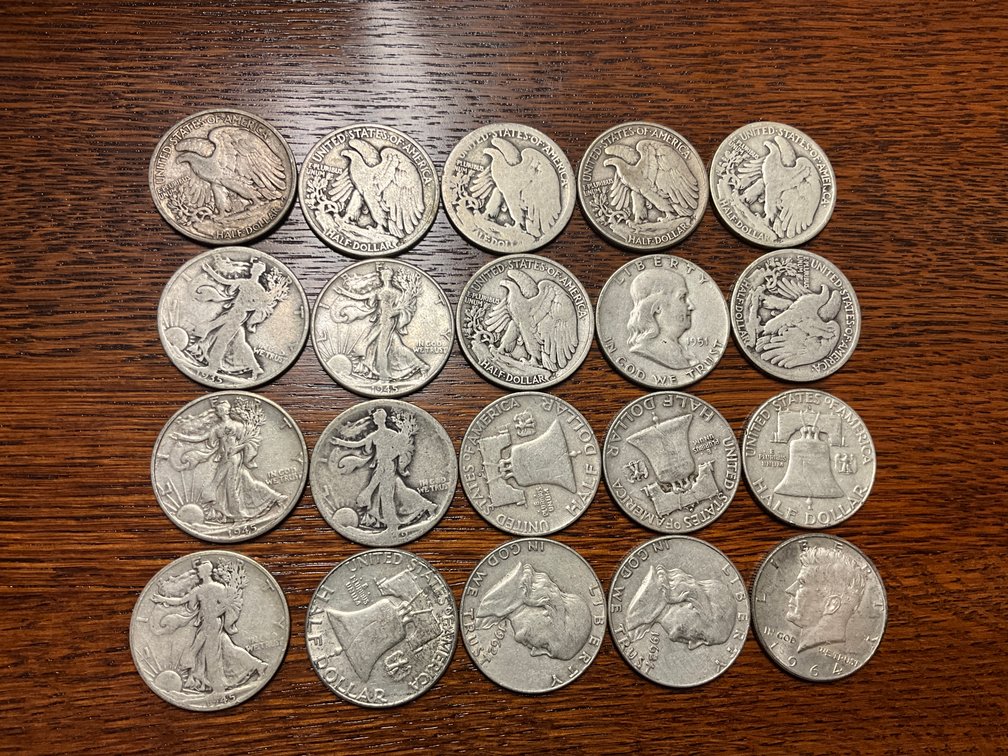 (20) United States Silver Half-Dollar Coins