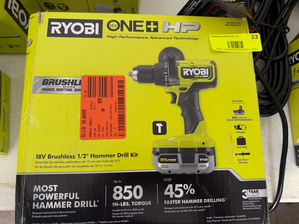 Ryobi 18V Brushless Hammer Drill Kit