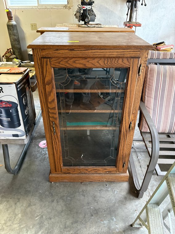 Oak-Finish Curio Cabinet