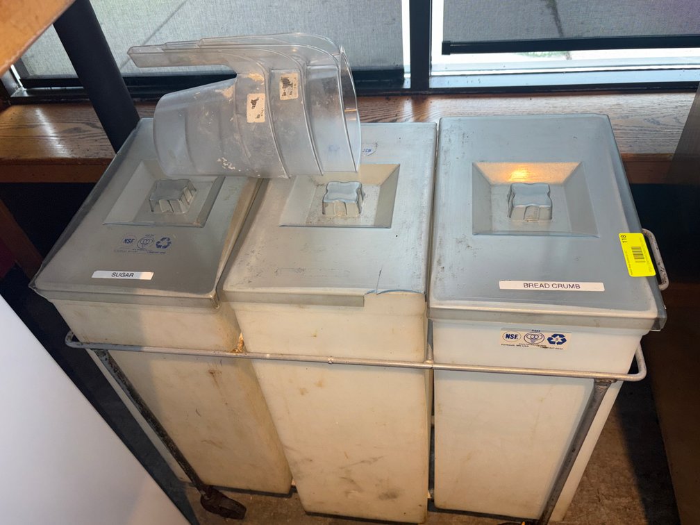 Bar145- (3) Ingredient Bins on Rolling Cart