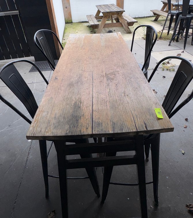 Bar145- Wood Dining Table and (4) Metal Chairs