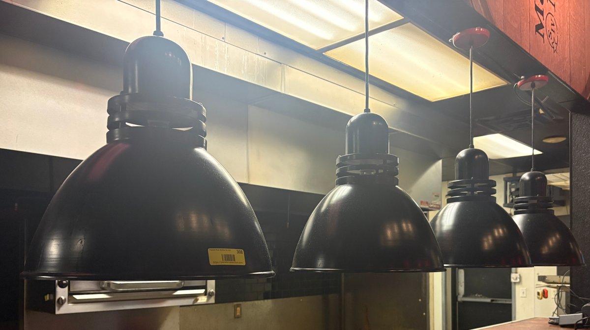 Bar145- (4) Black Metal Dome Pendant Lights
