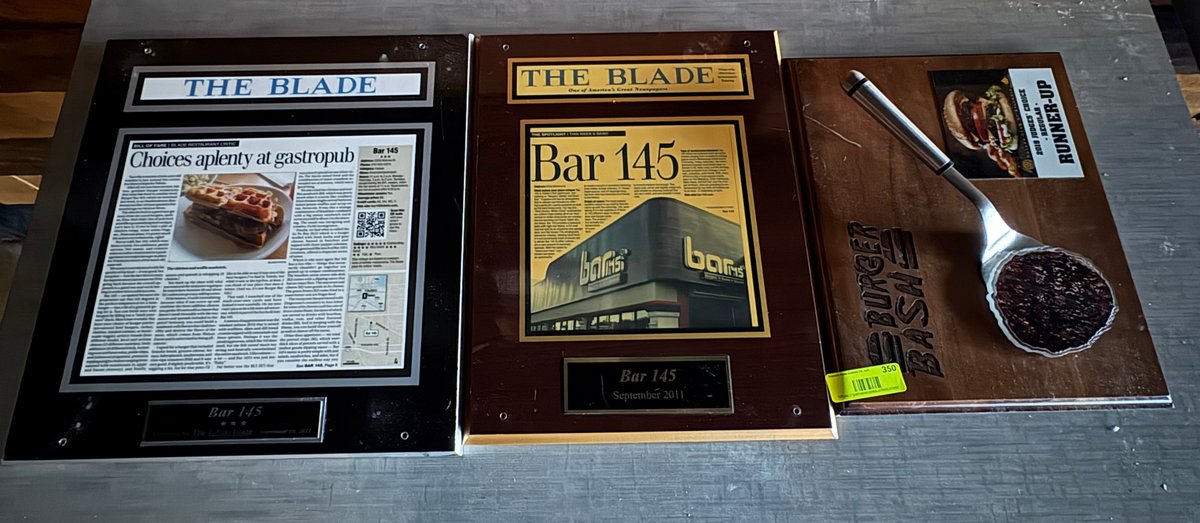 Bar145- (3) Restaurant Wall Plaques