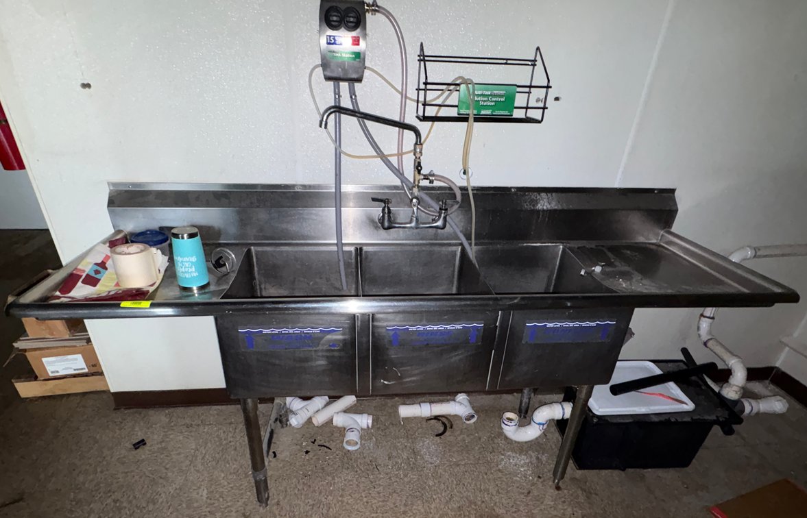 B2- Stainless Steel 3-Compartment Sink