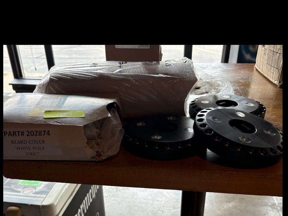 Bar145- Beard Covers, Cardboard Trays, Lights