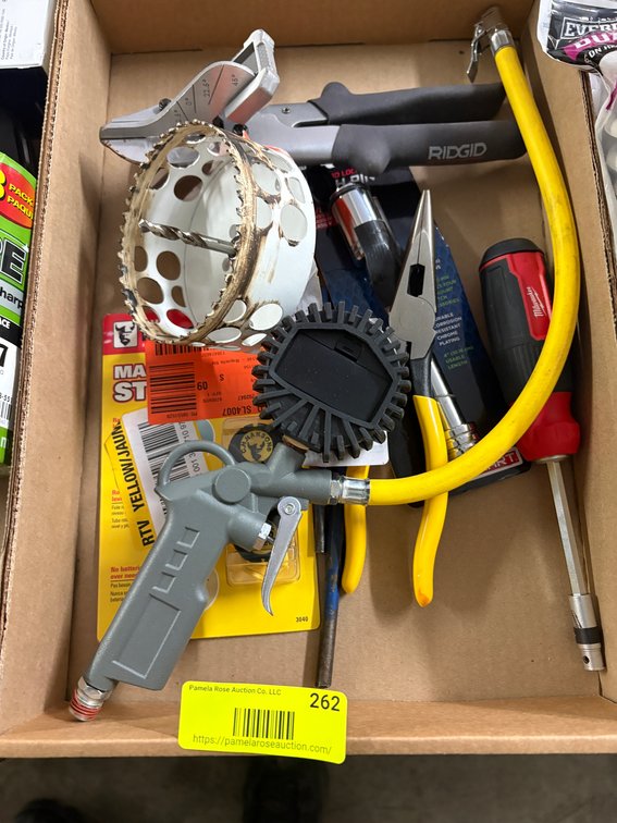 Inflator Tool, Shears, Driver, Pliers, Hole Saw