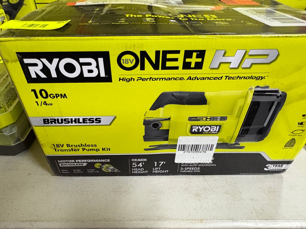 Ryobi Brushless Transfer Pump Kit