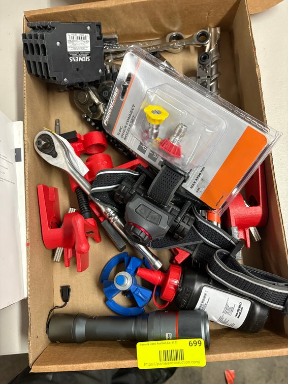 Nozzel Set, Electrical Breaker, Oil Bottle, Headlamp, Flashlight, Wrenches, Clamp