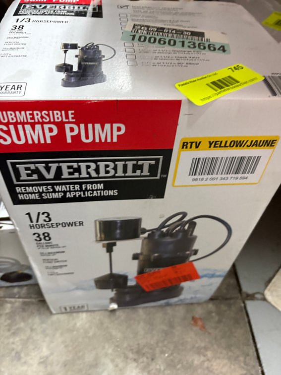 Everbilt 1/3 HP Submersible Sump Pump