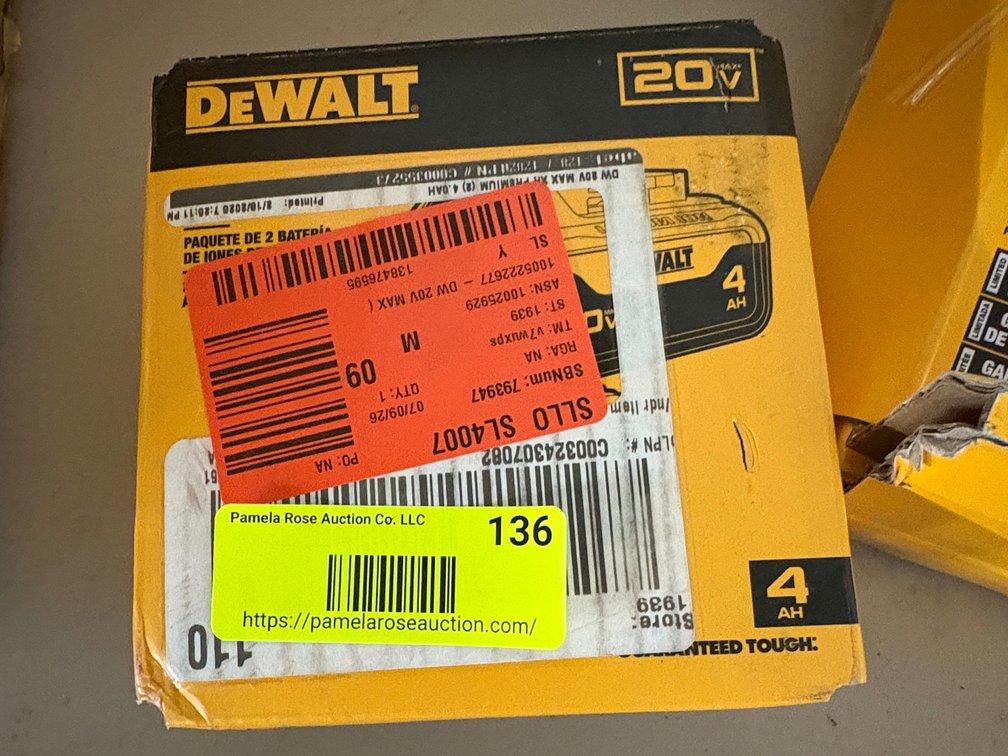 (2) DEWALT 20V MAX 4Ah Batteries