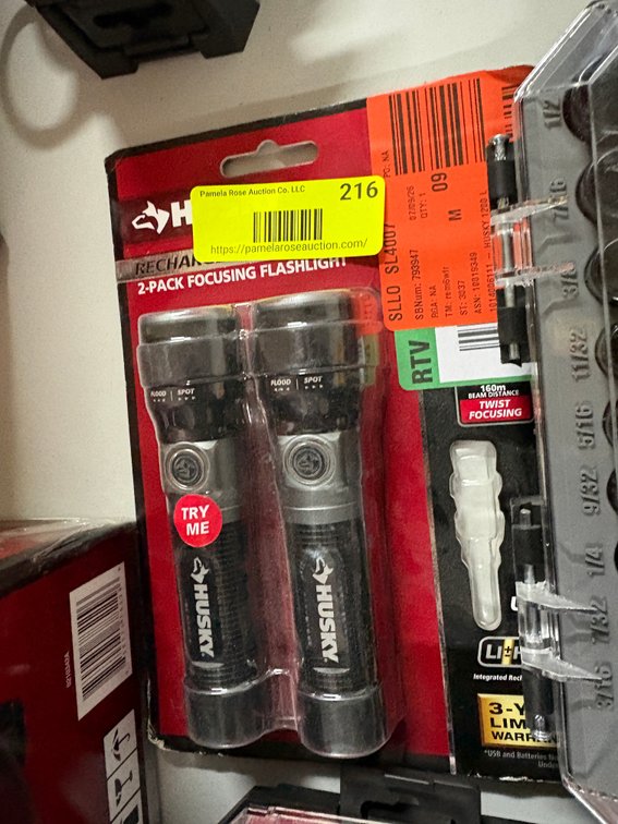 (2) Husky Rechargeable Flashlights