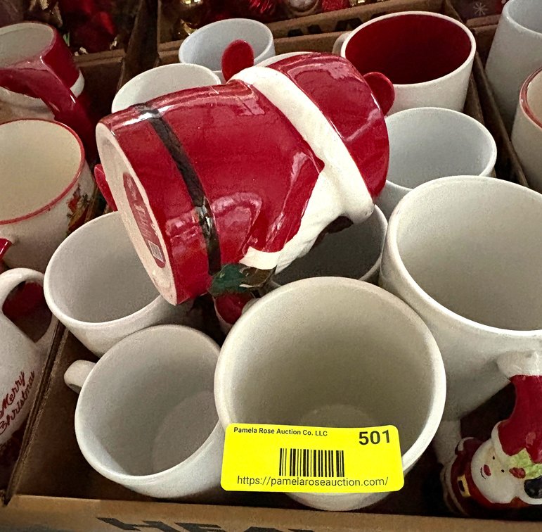 Holiday and White Ceramic Mugs