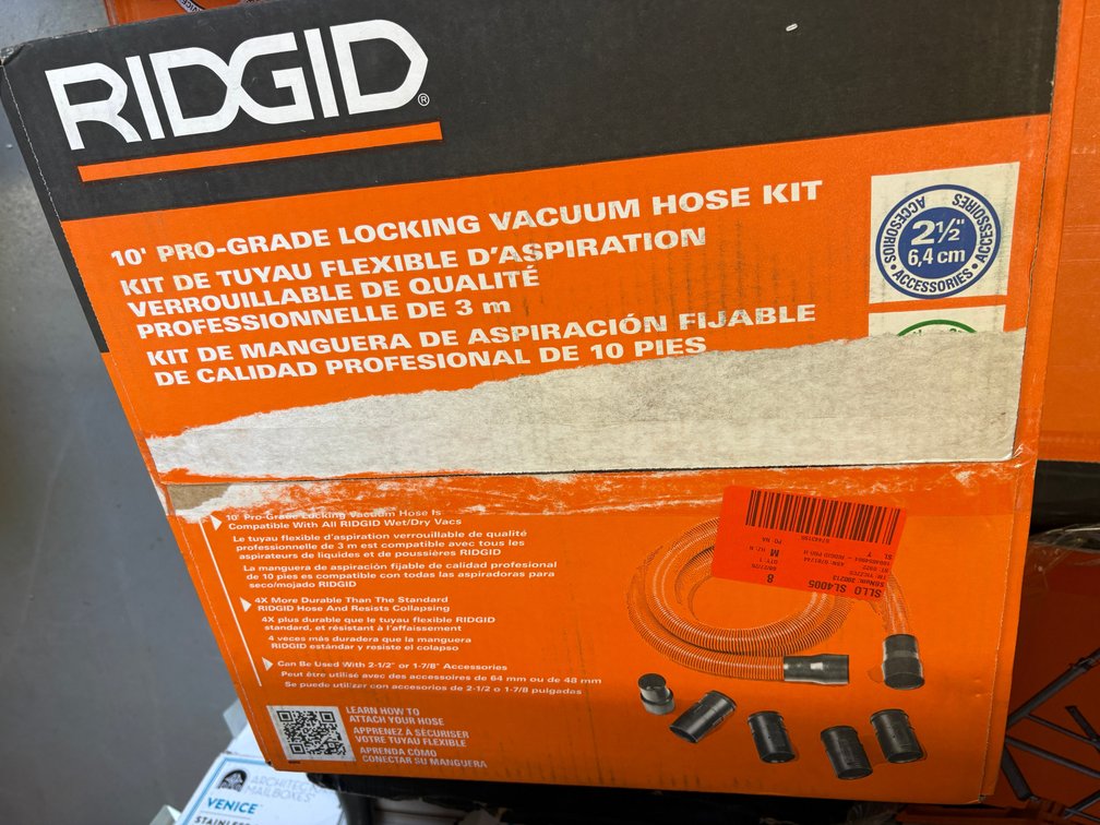RIDGID 10' Locking Vacuum Hose Kit