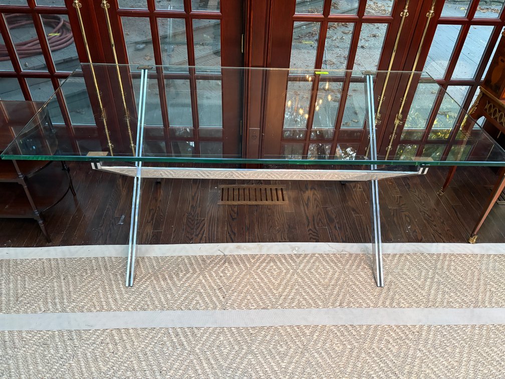 Zone 1-A- Glass Top Chrome Table