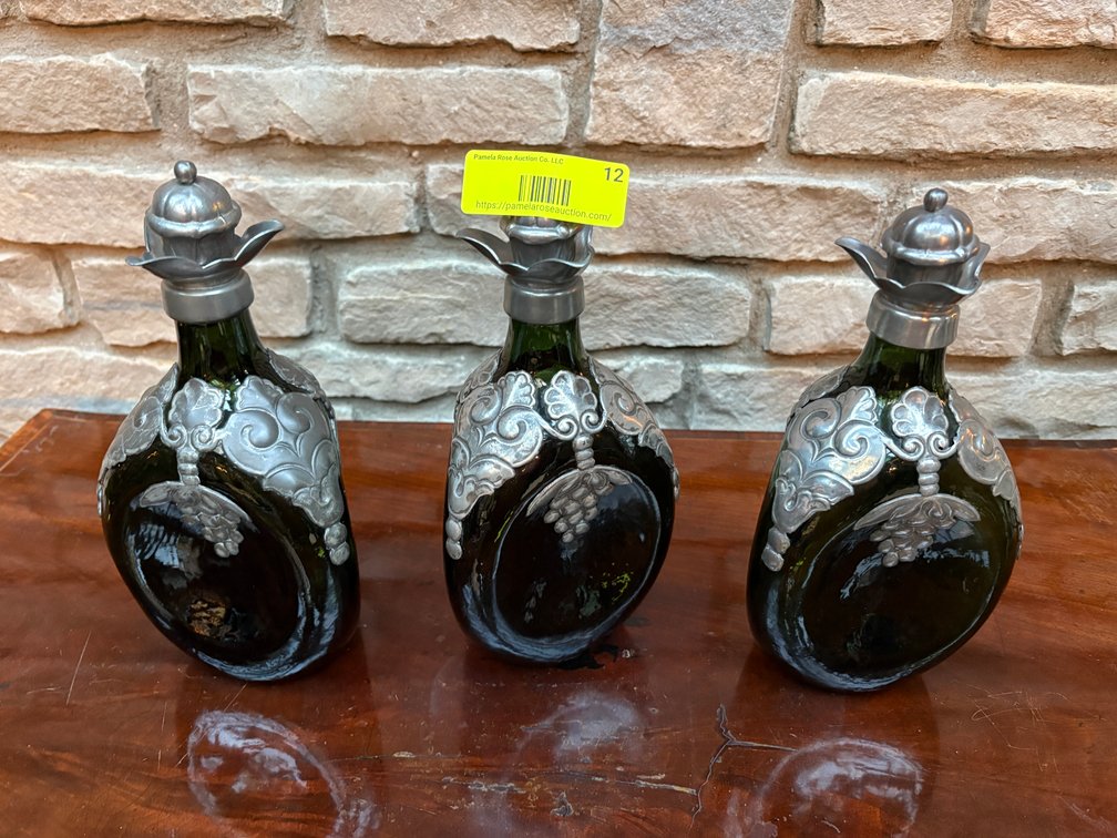 Zone 1-A- Pewter Overlay Glass Bottles
