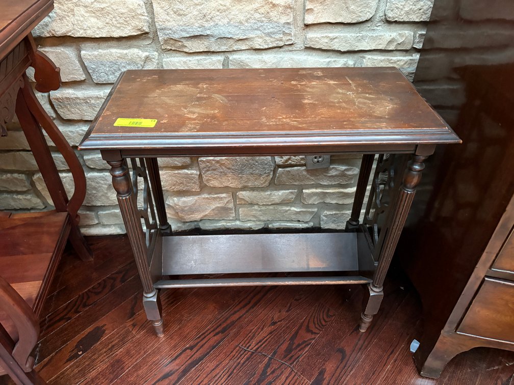 Zone 1-A- Wood Side Table with Magazine Trough