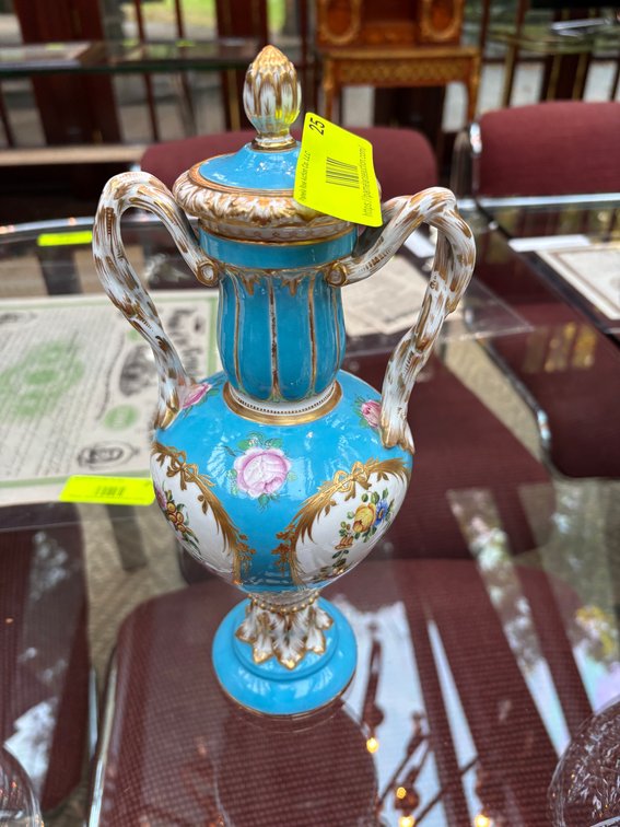 Zone 1-A- Coalport Turquoise Porcelain Lidded Urn