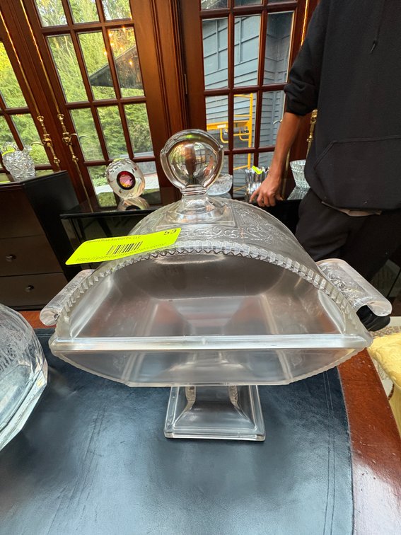 Zone 1-A- Covered Glass Pedestal Dish
