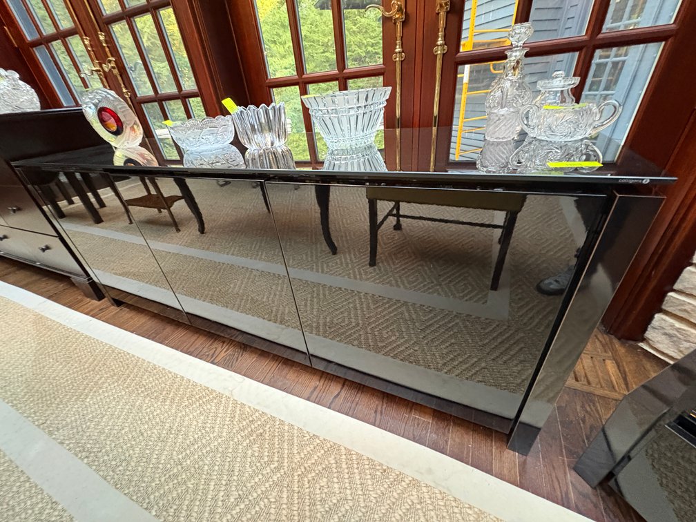 Zone 1-A- Calligaris Mirrored Credenza Glass Top