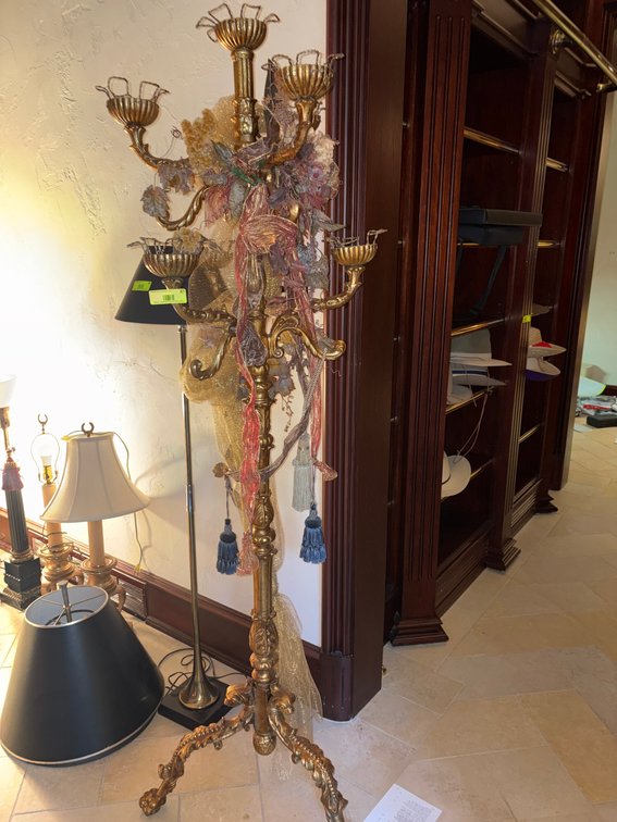 Zone 1-LR- Gilt Standing Floor Candelabra