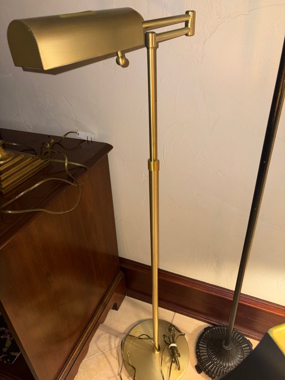Zone 1-LR- Brass Swing Arm Floor Lamp