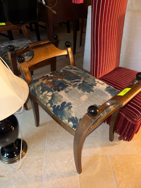 Zone 1-LR- Carved Wood Tapestry Bench