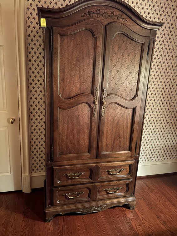 Zone 1-F- Carved Wood Armoire Cabinet
