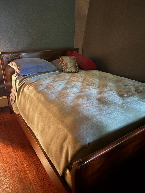 Zone 1-B1- Wooden Sleigh Bed with Mattress