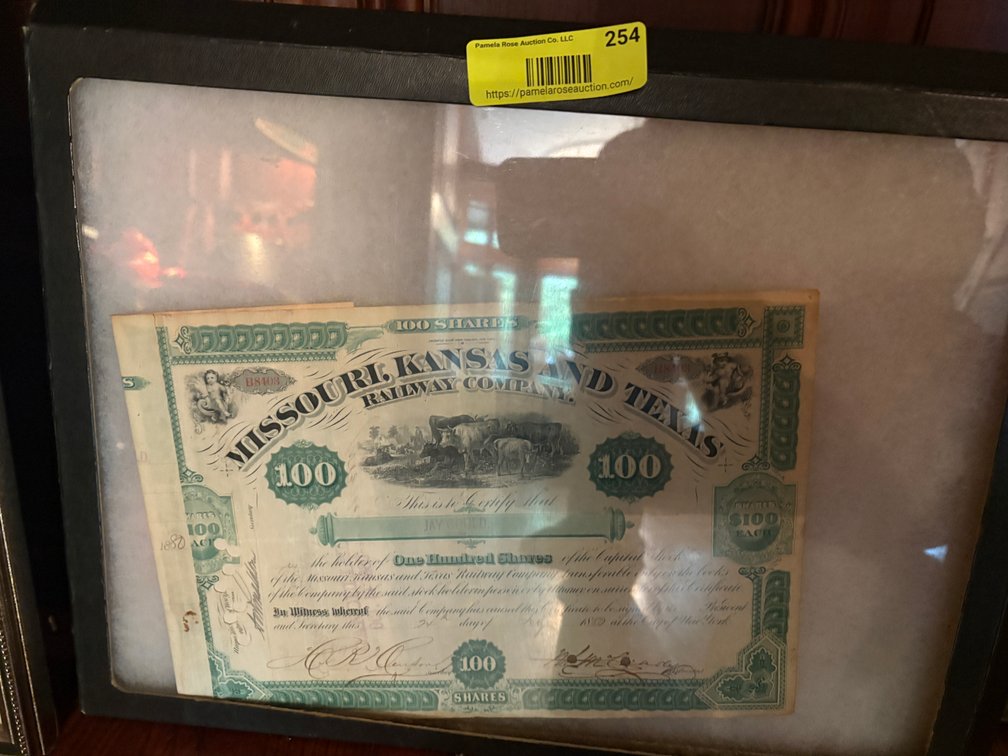 Zone 1-E- Framed Railway Stock Certificate
