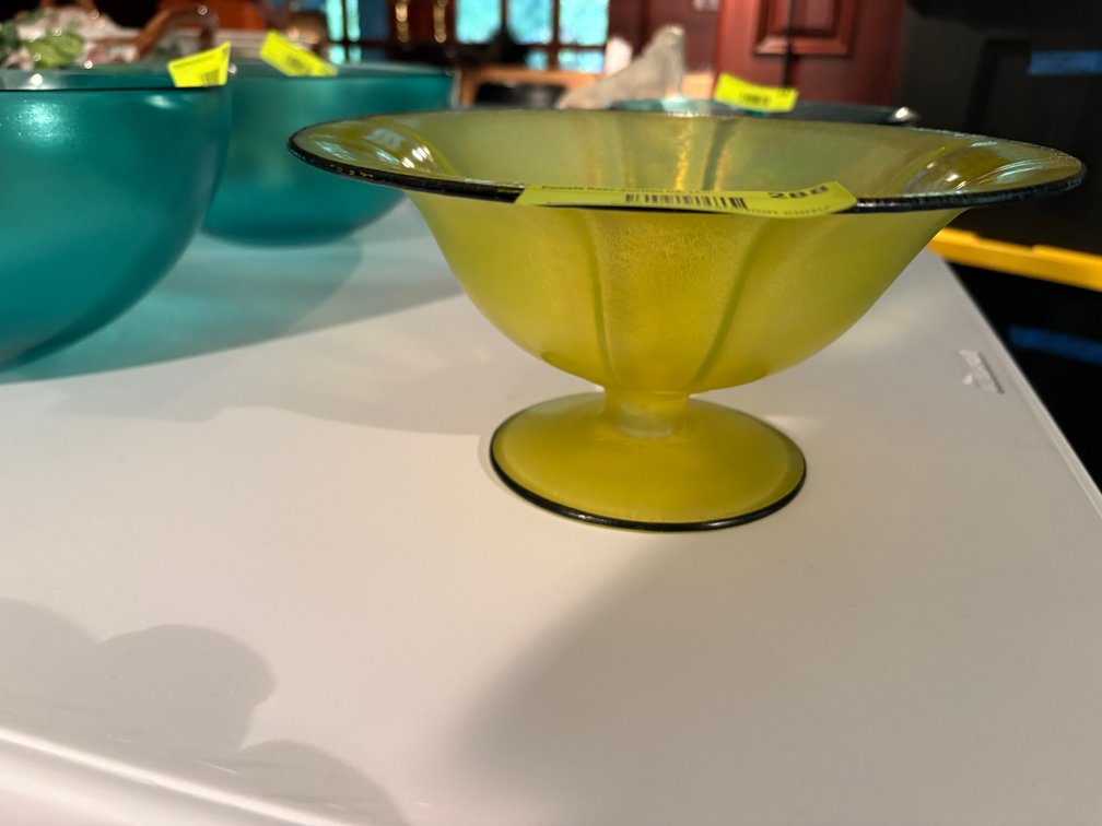 Zone 1-E- Yellow Glass Compote Bowl