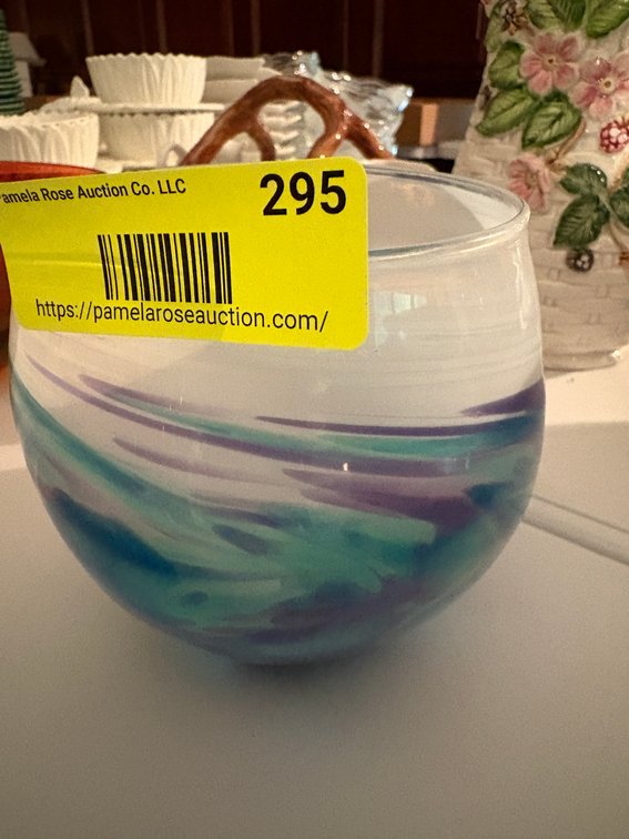 Zone 1-E- Baker O'brien Labino Studio Swirled Art Glass Bowl