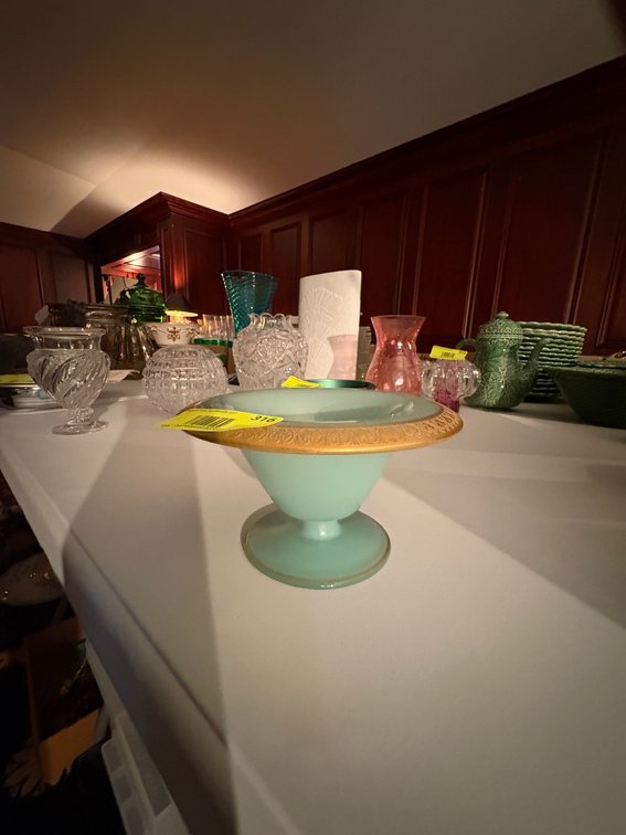 Zone 1-E- Mint Green Satin Glass Compote