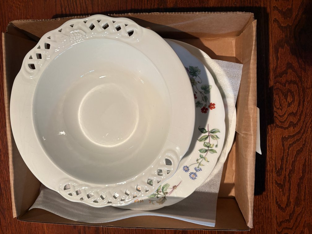 Zone 1-E- Ceramic Bowl and Floral Plates