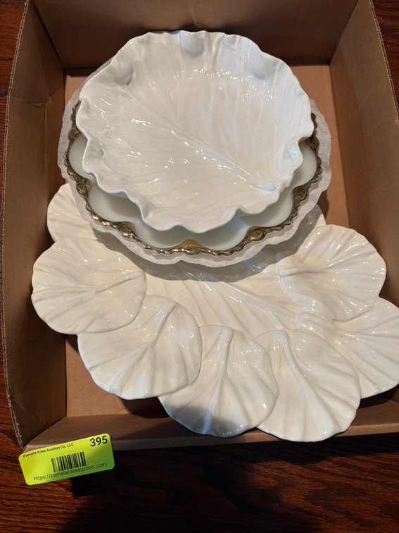 Zone 1-E- White Leaf-Motif Serving Dishes