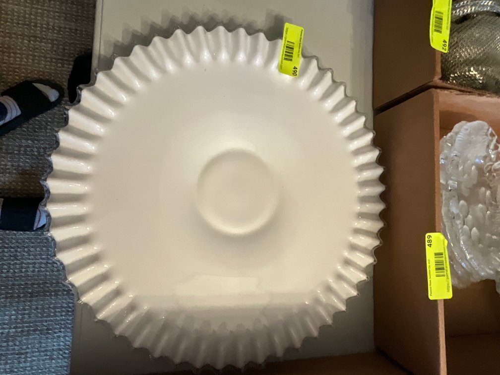 Zone 1-E- Milk Glass Ruffled Bowl