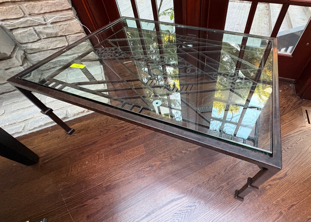 Zone 1-A- Metal Framed Glass Top Table