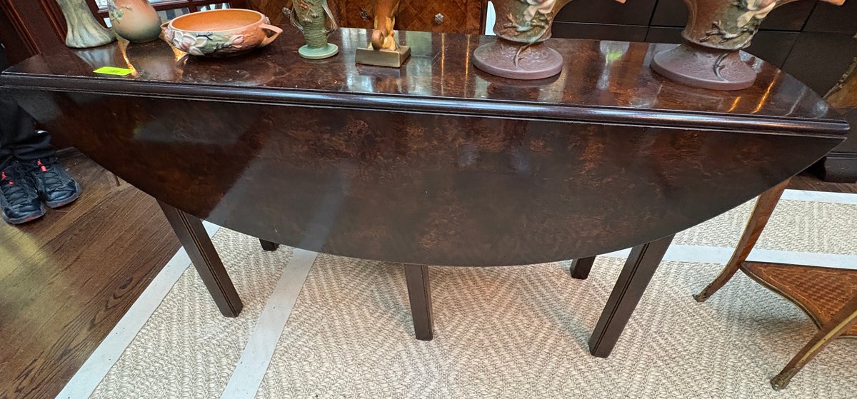 Zone 1-A- Burl-Veneered Drop-Leaf Table