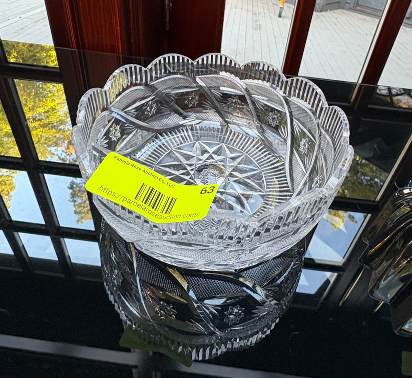 Zone 1-A- Cut Glass Bowl with Scalloped Rim