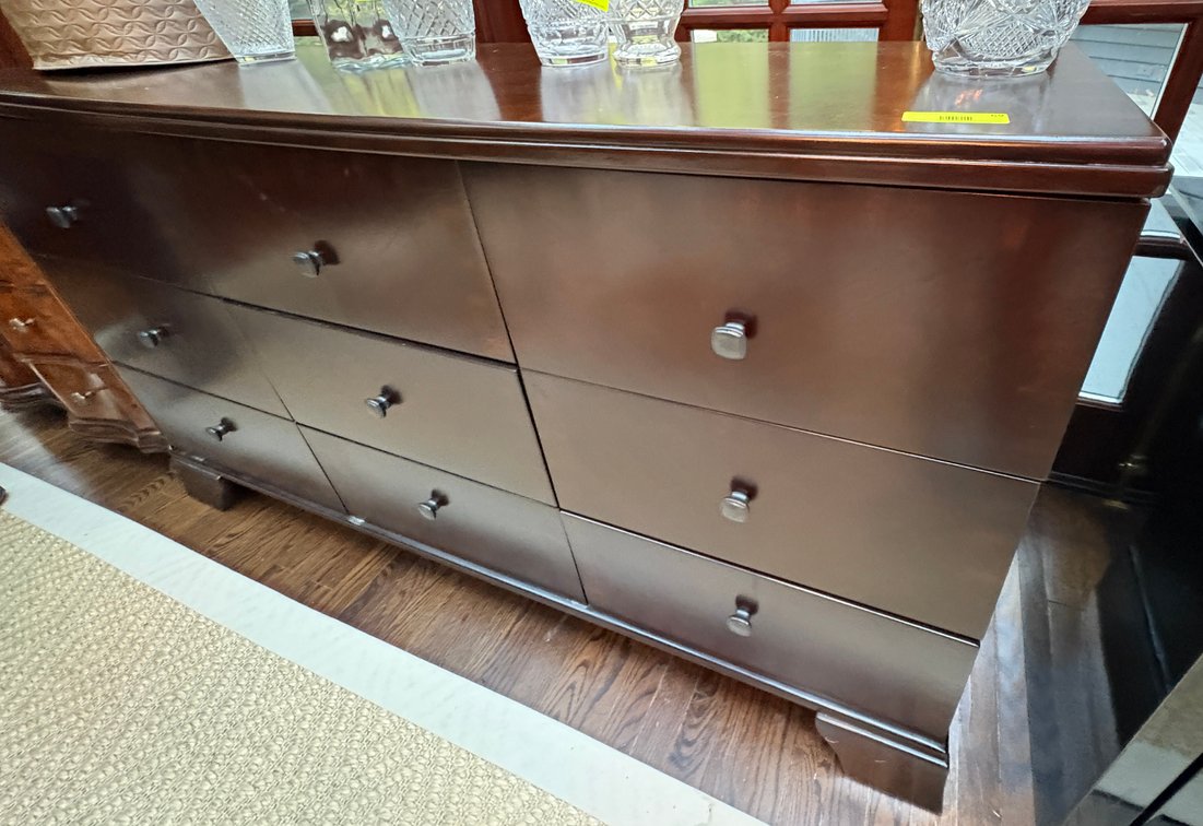 Zone 1-A- Dark Brown Wood Dresser 9 Drawers