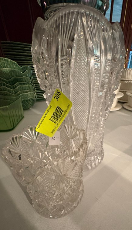 Zone 1-E- Cut Glass Vase and Compote