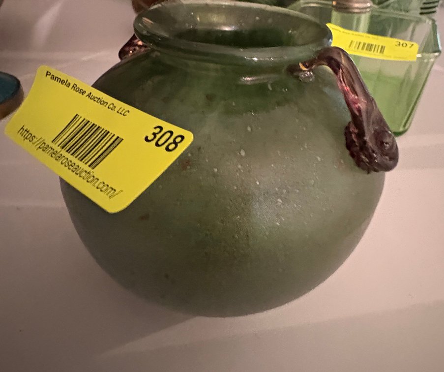 Zone 1-E- Frosted Green Glass Vase