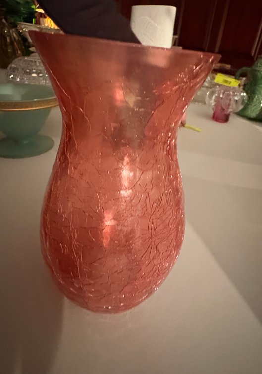 Zone 1-E- Pink Crackle Glass Vase