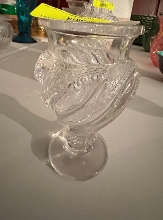 Zone 1-E- Lalique France Clear Pressed Glass Footed Vase