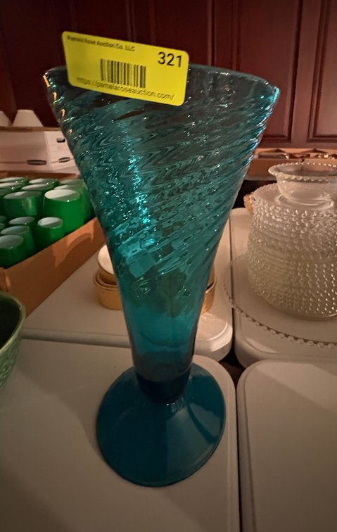 Zone 1-E- Teal Swirl Glass Vase