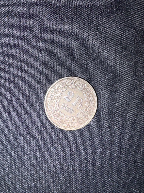 Zone 1-C- 1939 Swiss 2 Francs Coin Silver