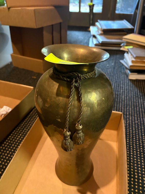 Zone 1-BE- Brass Urn Vase with Tassels