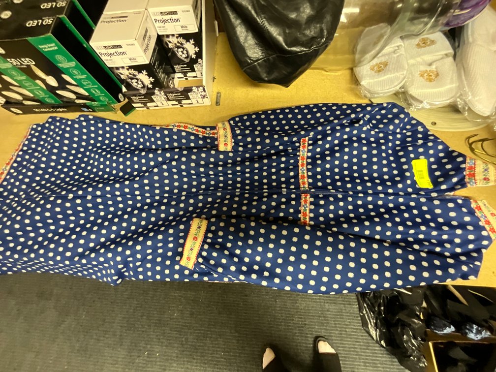 Zone 2-G- Blue Polka Dot Dress with Floral Trim