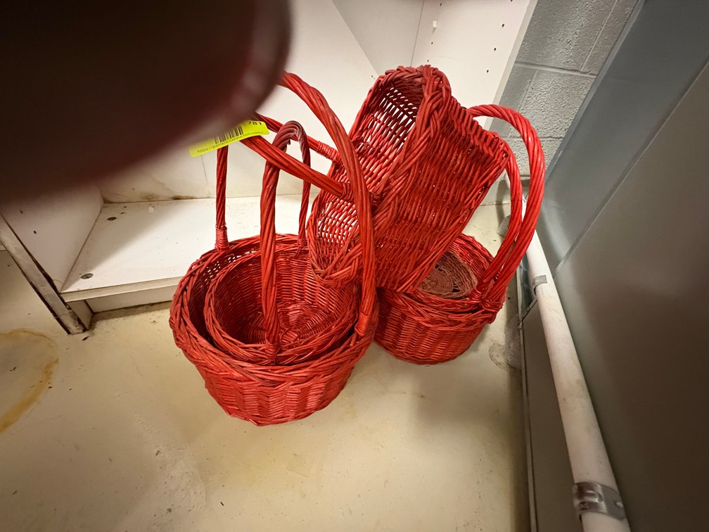 Zone 1-BB- Red Painted Wicker Baskets
